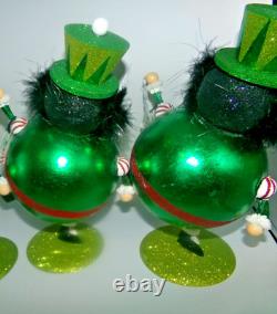 Vintage Pier 1 One LOT 2 Glitter Figurines Christmas Dancing Men Decor Snowflake Vintage Pier 1 One LOT 2 Glitter Figurines Christmas Dancing Men Decor Snowflake