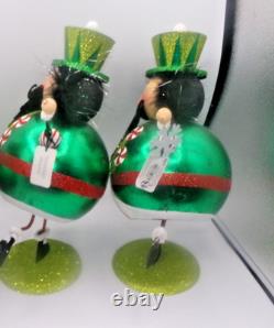 Vintage Pier 1 One LOT 2 Glitter Figurines Christmas Dancing Men Decor Snowflake Vintage Pier 1 One LOT 2 Glitter Figurines Christmas Dancing Men Decor Snowflake