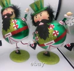 Vintage Pier 1 One LOT 2 Glitter Figurines Christmas Dancing Men Decor Snowflake Vintage Pier 1 One LOT 2 Glitter Figurines Christmas Dancing Men Decor Snowflake