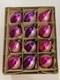 Vintage Poland Fantasia Pink Purple Stripe Glitter Rare Elliptical Shape Dozen