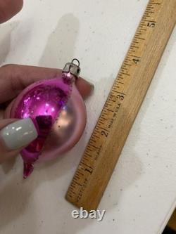 Vintage Poland Fantasia Pink Purple Stripe Glitter Rare Elliptical Shape Dozen