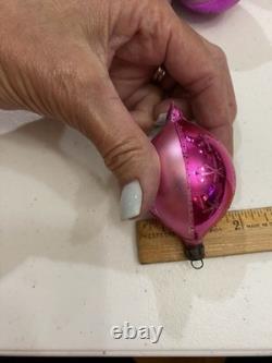 Vintage Poland Fantasia Pink Purple Stripe Glitter Rare Elliptical Shape Dozen