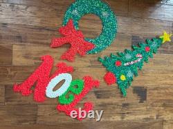 Vintage Popcorn Melted Plastic Christmas Set Of 3 Hanging Christmas Decorations