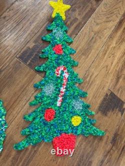 Vintage Popcorn Melted Plastic Christmas Set Of 3 Hanging Christmas Decorations