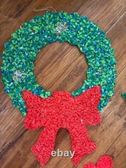 Vintage Popcorn Melted Plastic Christmas Set Of 3 Hanging Christmas Decorations