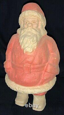 Vintage! Pulp Paper Mache Container Standing Santa