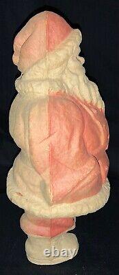 Vintage! Pulp Paper Mache Container Standing Santa