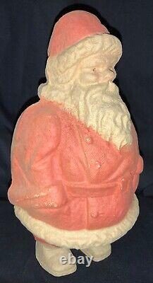 Vintage! Pulp Paper Mache Container Standing Santa