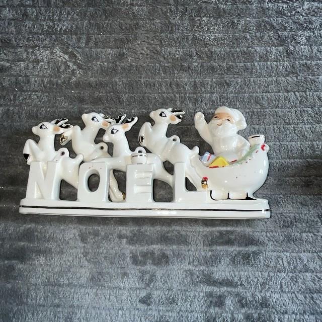 Vintage Relco Blume Japan Noel Santa Reindeer Christmas Ceramic Candle Holder