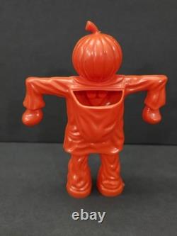 Vintage ROSBRO Hard plastic Halloween Pumpkin Scarecrow Candy Container