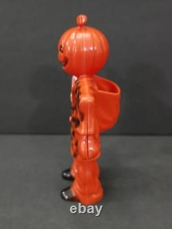Vintage ROSBRO Hard plastic Halloween Pumpkin Scarecrow Candy Container