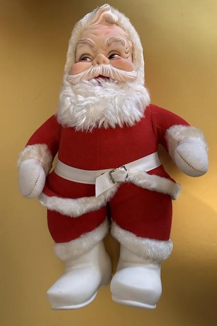 Vintage Rushton Star Creation Rubber Face Santa Claus Christmas Doll White Boots
