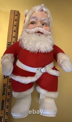 Vintage RUSHTON Star Creation Rubber Face SANTA Claus Christmas Doll White Boots