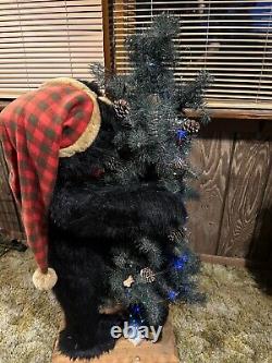 Vintage Rare Christmas Country Bear With Christmas Tree Large
