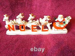 Vintage Relco NOEL Christmas Santa Claus Sleigh Reindeer Candleholder Orig Box