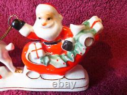 Vintage Relco NOEL Christmas Santa Claus Sleigh Reindeer Candleholder Orig Box