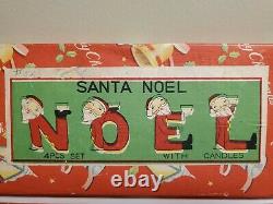 Vintage Relpo Christmas NOEL Santa Mini Candleholders Orig. MINT Japan