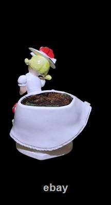 Vintage Relpo Valentine Girl Spaghetti Trim Planter Valentine's Day Decor