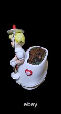 Vintage Relpo Valentine Girl Spaghetti Trim Planter Valentine's Day Decor