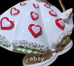 Vintage Relpo Valentine Girl Spaghetti Trim Planter Valentine's Day Decor