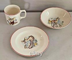 Vintage Retro 1940's Rudolph Plate, Bowl, Cup Mug R. L. M. ROBERT MAY Set Child