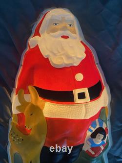 Vintage Santa Claus 20 Plastic Blow Mold with Light Flat Back WORKING