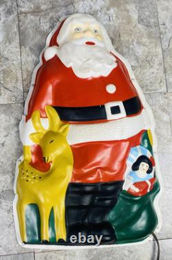 Vintage Santa Claus 20 Plastic Blow Mold with Light Flat Back WORKING