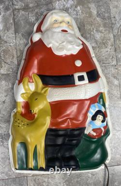 Vintage Santa Claus 20 Plastic Blow Mold with Light Flat Back WORKING