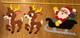 Vintage Santa Sleigh & 2 Rudolph Reindeer Melted Plastic Popcorn Christmas Decor