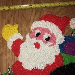 Vintage Santa Sleigh & 2 Rudolph Reindeer Melted Plastic Popcorn Christmas Decor