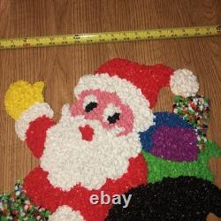 Vintage Santa Sleigh & 2 Rudolph Reindeer Melted Plastic Popcorn Christmas Decor