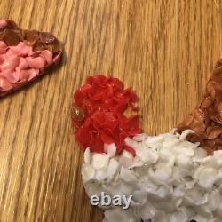 Vintage Santa Sleigh & 2 Rudolph Reindeer Melted Plastic Popcorn Christmas Decor