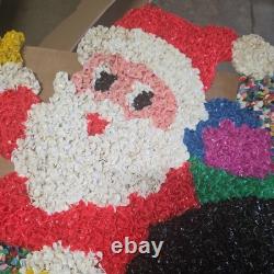 Vintage Santa Sleigh & 3 Reindeer Rudolph Melted Plastic Popcorn Decorations