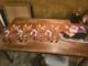 Vintage Santa Sleigh & 4 Reindeer 3 Rudolph Melted Plastic Popcorn Decorations