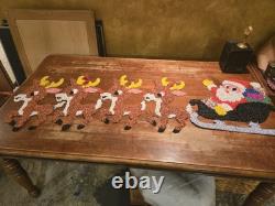 Vintage Santa Sleigh & 4 Reindeer 3 Rudolph Melted Plastic Popcorn Decorations Vintage Santa Sleigh & 4 Reindeer 3 Rudolph Melted Plastic Popcorn Decorations