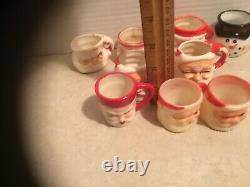 Vintage Santa/Snowman Christmas 2 Mini Mugs Lot of (9) Japan