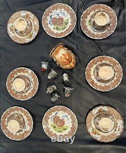 Vintage Set Of 1950's Maruta Ware Thanksgiving Turkey Dinner Ware Japan