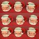 Vintage Set Of 9 Mini Ceramic Santa Clause Winking Face Mugs Shot Glasses, Japan