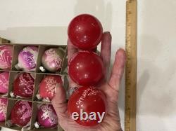 Vintage Shiny Brite Unsilvered Stenciled Striped Shiny Brite Box Hard To Find DZ