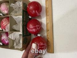 Vintage Shiny Brite Unsilvered Stenciled Striped Shiny Brite Box Hard To Find DZ