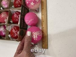 Vintage Shiny Brite Unsilvered Stenciled Striped Shiny Brite Box Hard To Find DZ