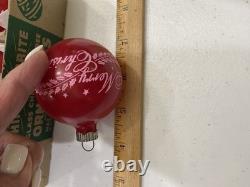 Vintage Shiny Brite Unsilvered Stenciled Striped Shiny Brite Box Hard To Find DZ