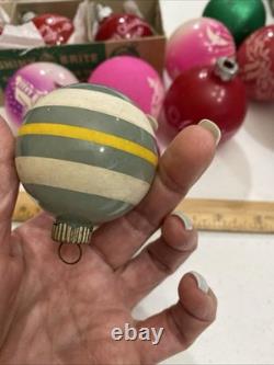 Vintage Shiny Brite Unsilvered Stenciled Striped Shiny Brite Box Hard To Find DZ