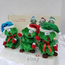 Vintage Singing Trio of Christmas Trees Animated Singing Rocking Around