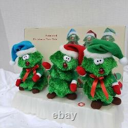 Vintage Singing Trio of Christmas Trees Animated Singing Rocking Around