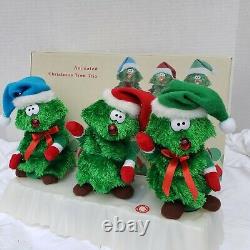 Vintage Singing Trio of Christmas Trees Animated Singing Rocking Around