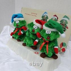 Vintage Singing Trio of Christmas Trees Animated Singing Rocking Around