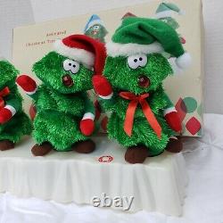 Vintage Singing Trio of Christmas Trees Animated Singing Rocking Around