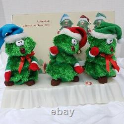Vintage Singing Trio of Christmas Trees Animated Singing Rocking Around