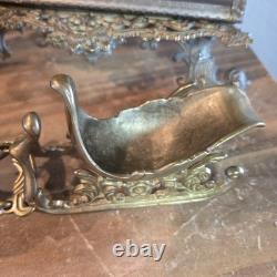 Vintage Solid Brass Reindeer And Sleigh Christmas Holiday 10